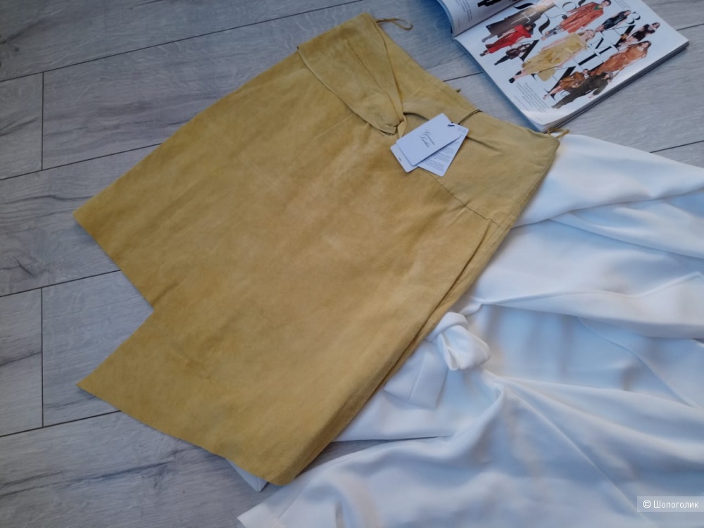 Кожаная юбка на запАх mango, размер M