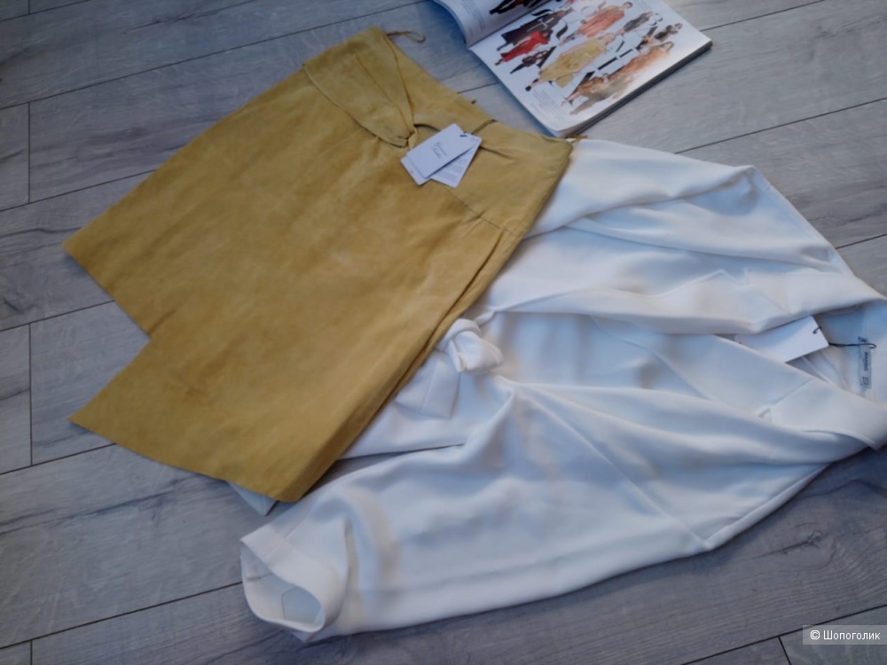 Кожаная юбка на запАх mango, размер M