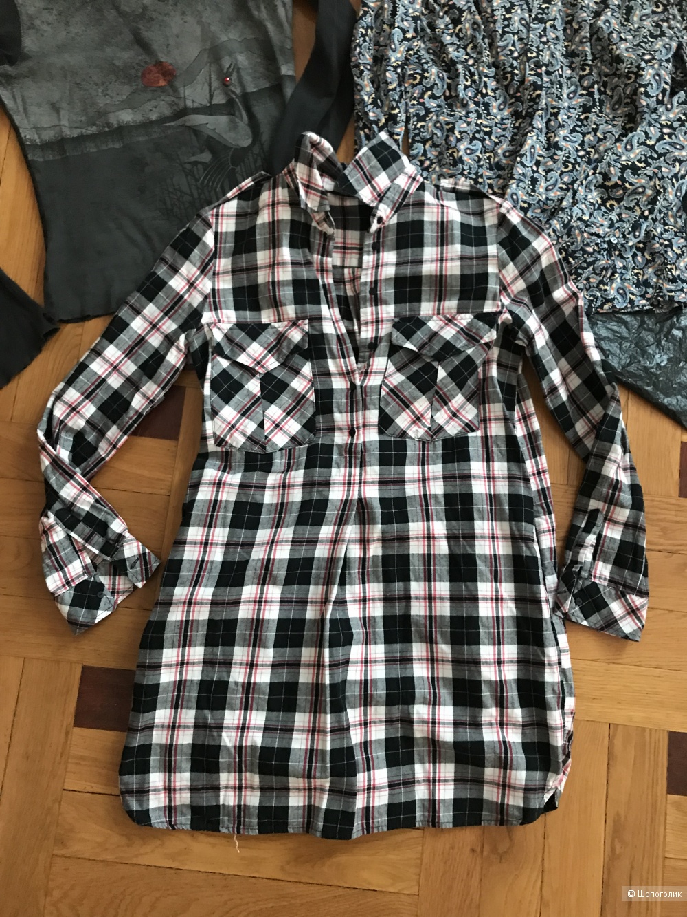 Комплект платье Oggi,рубашка Concept Club,кофта Sisley,44рус