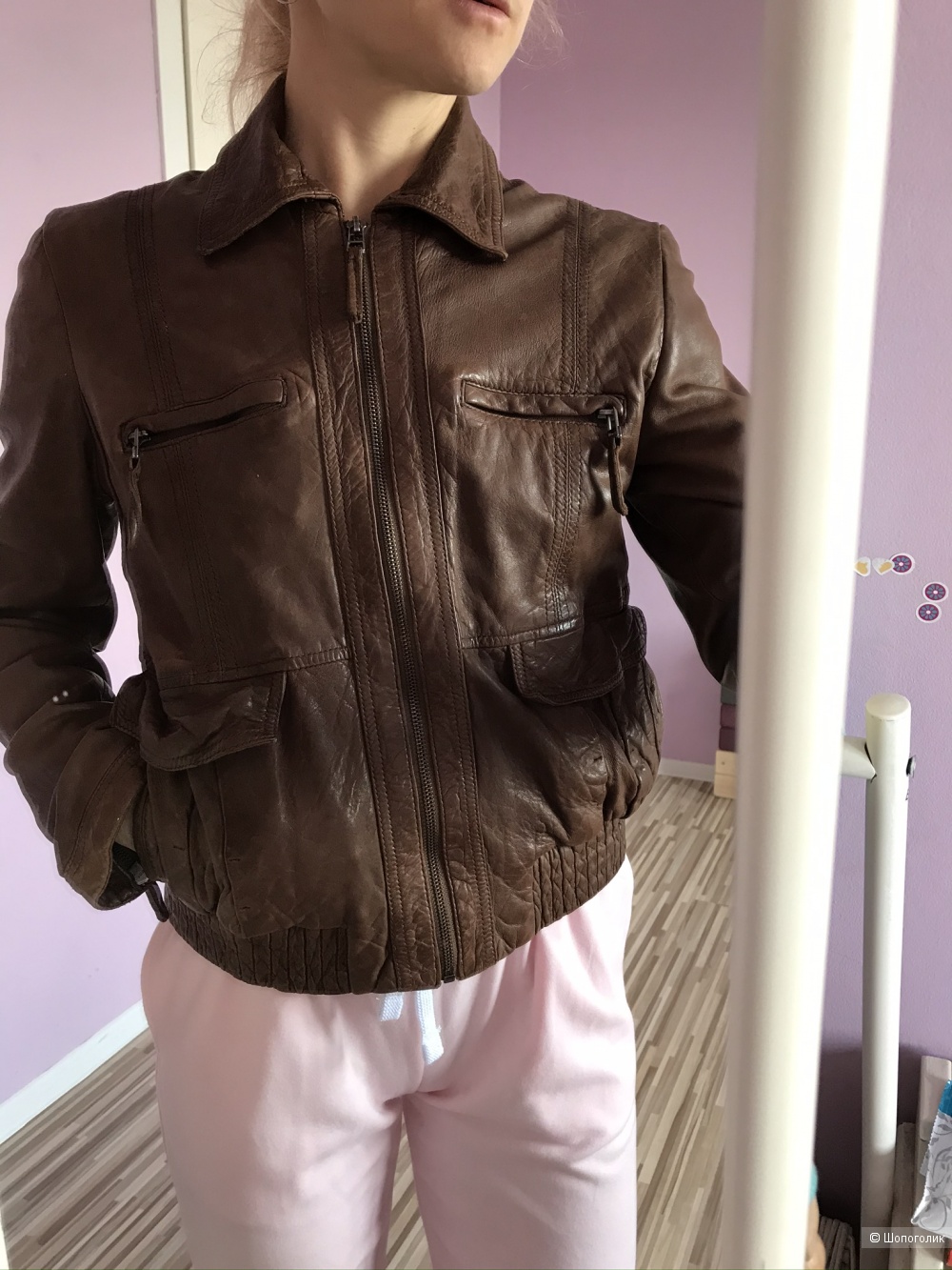 Кожаная куртка Massimo Dutti, размер М