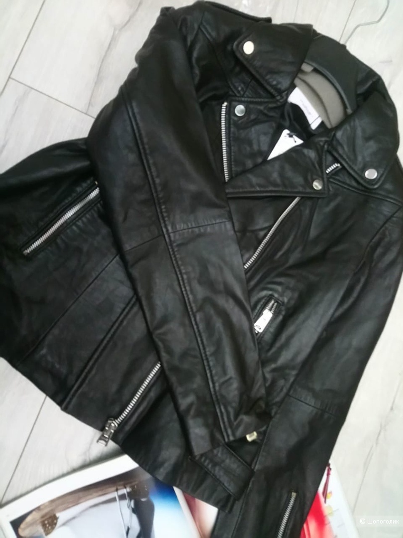 Кожаная куртка- косуха mango, размер L