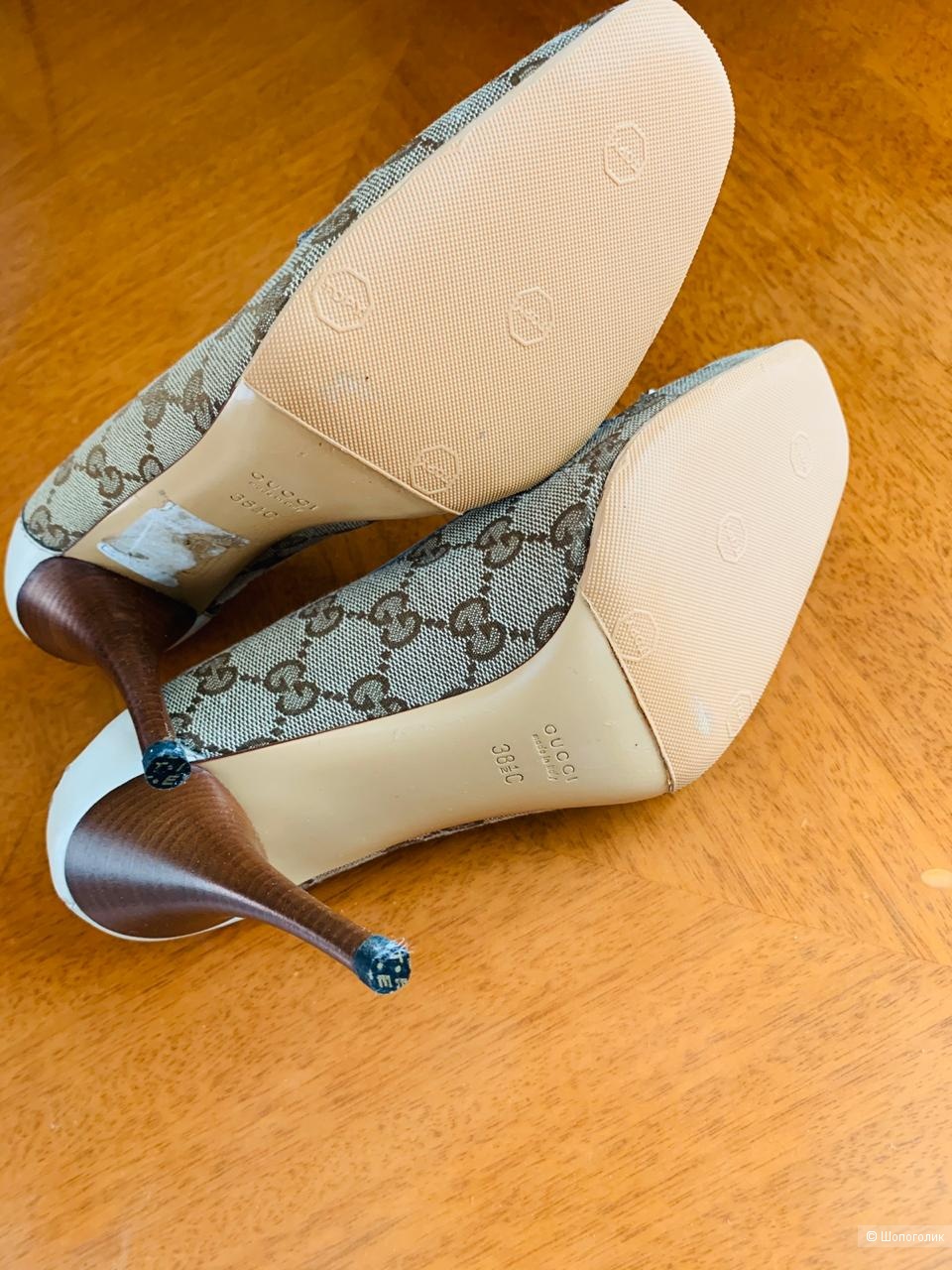 Туфли Gucci Bamboo GG Suprim, размер 38,5