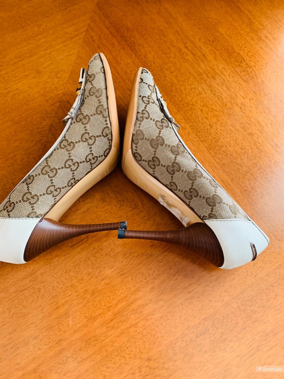 Туфли Gucci Bamboo GG Suprim, размер 38,5