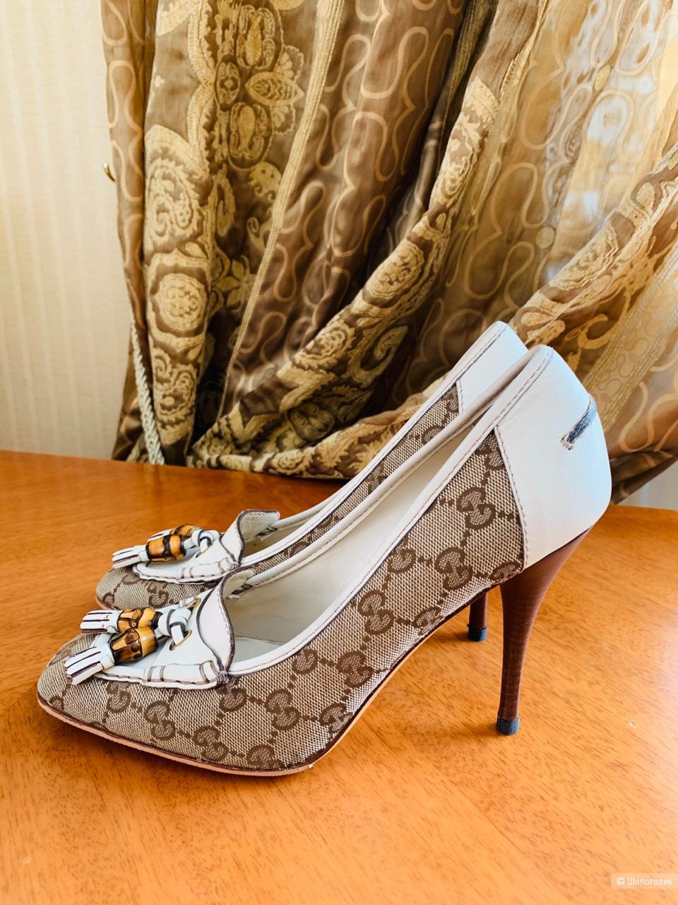 Туфли Gucci Bamboo GG Suprim, размер 38,5