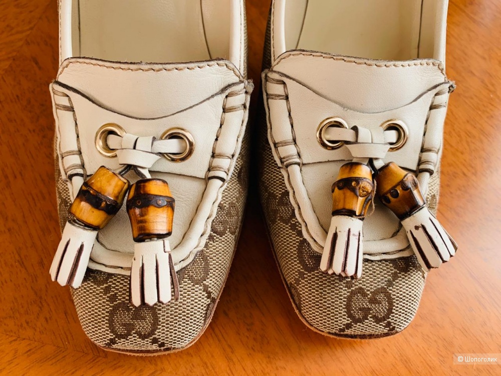 Туфли Gucci Bamboo GG Suprim, размер 38,5