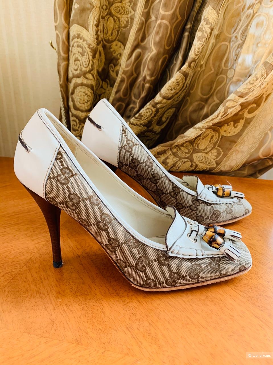 Туфли Gucci Bamboo GG Suprim, размер 38,5