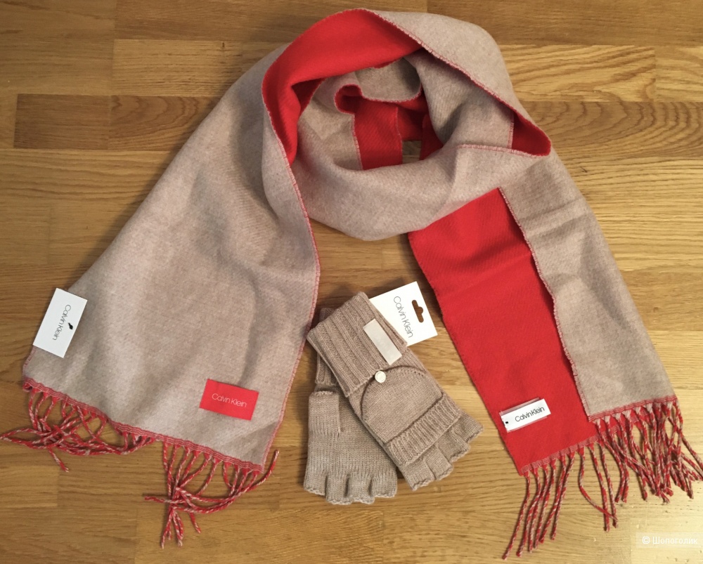 Сет: шарф и перчатки Calvin Klein, one size