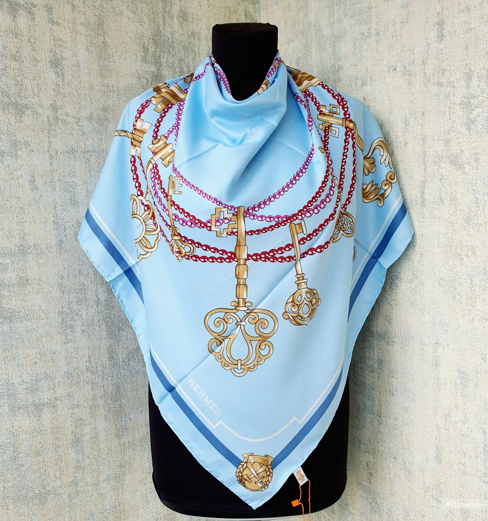 Платок Hermès шёлк (голубой)