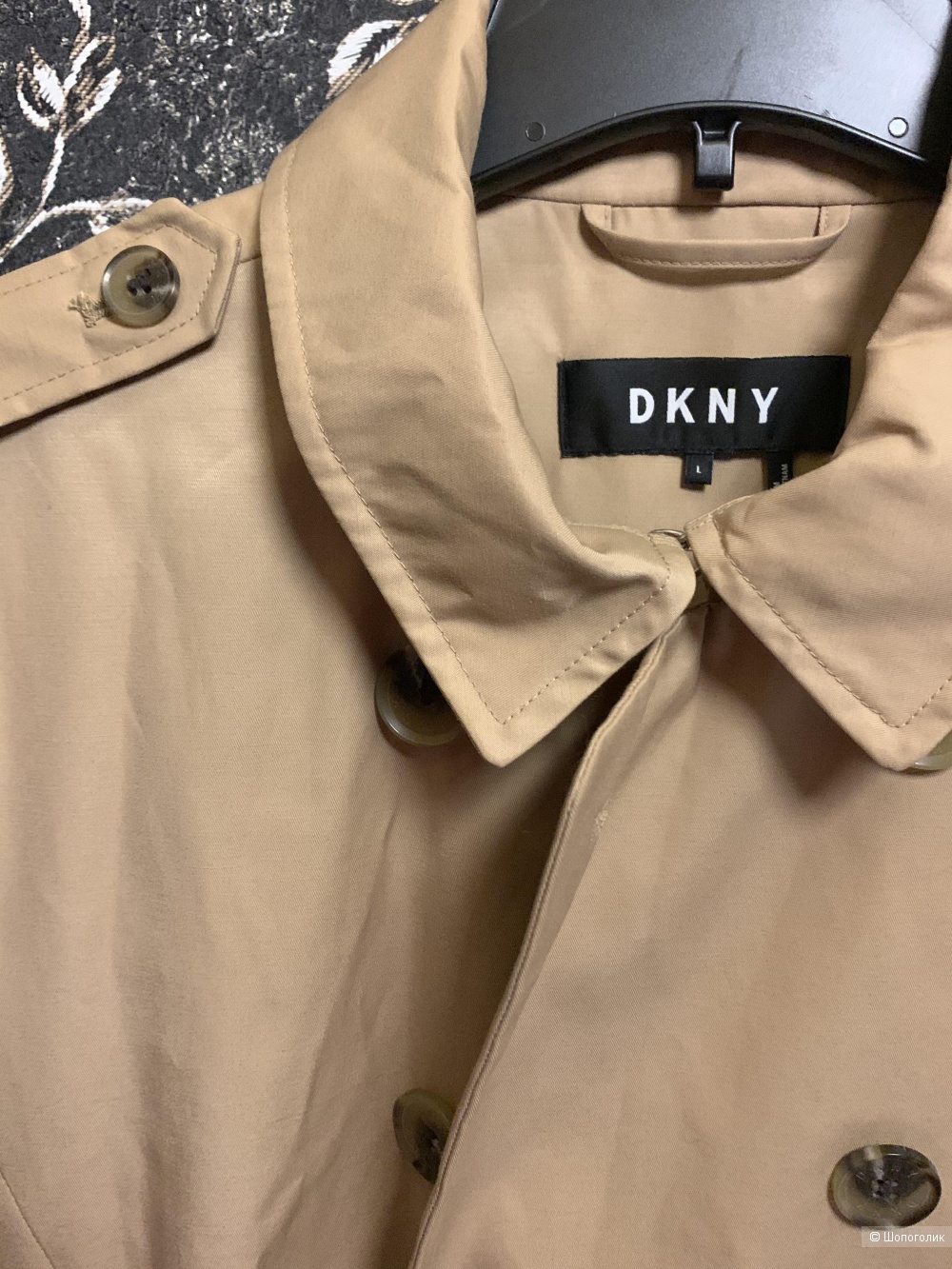 Плащ DKNY Ruffle-trimmed cotton-blend trench coat L