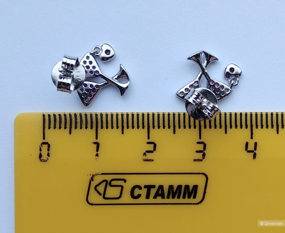 Серьги "Мартини", серебро 925, фианиты