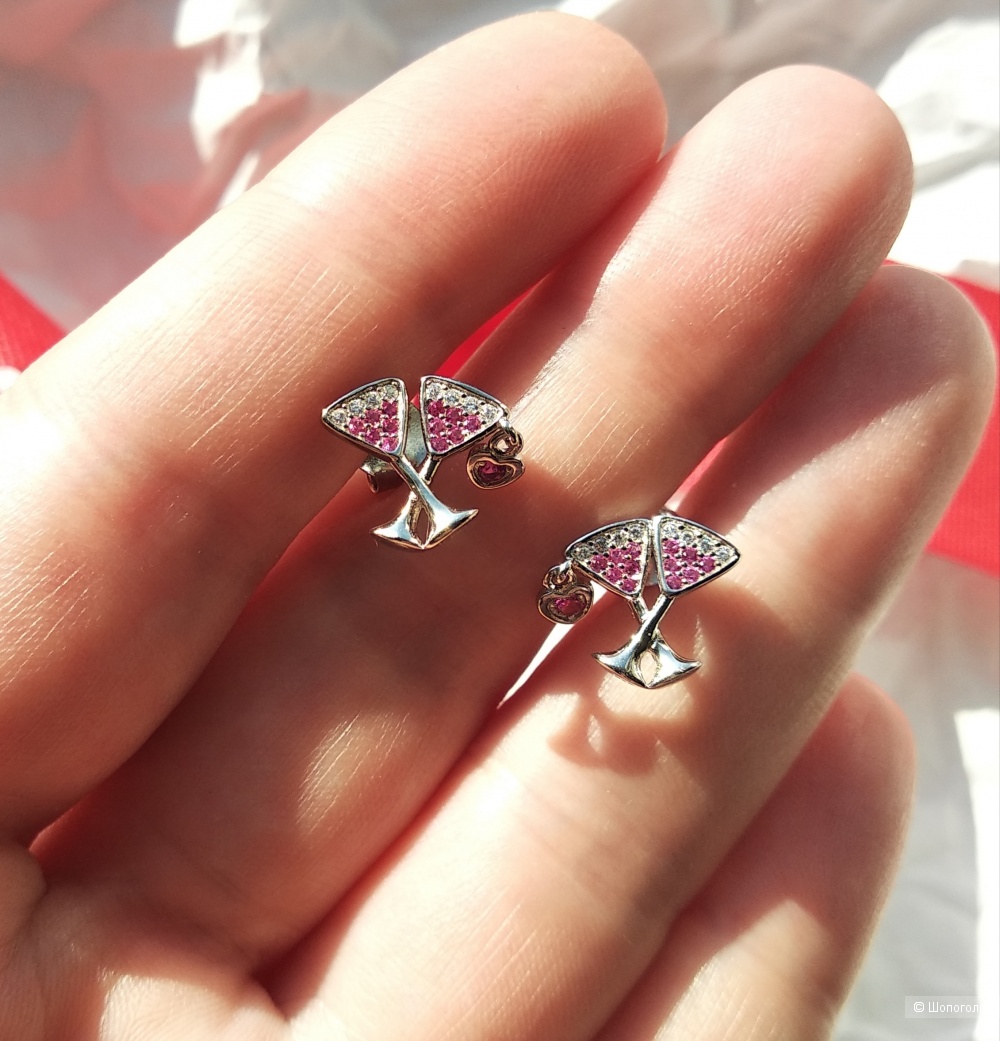 Серьги "Мартини", серебро 925, фианиты