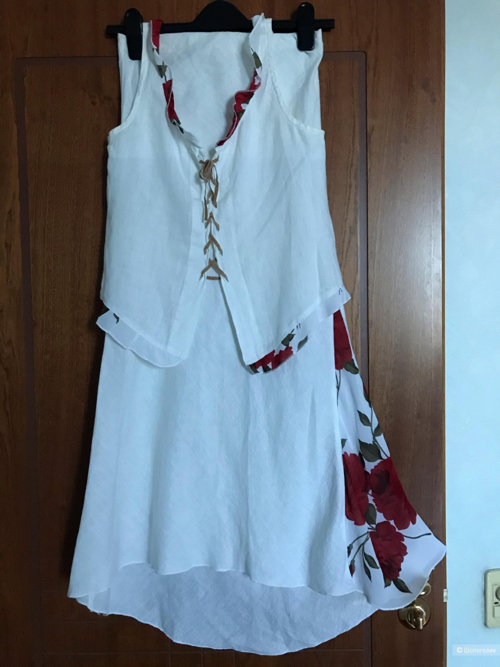 Льняной костюм, размер S (42-44)