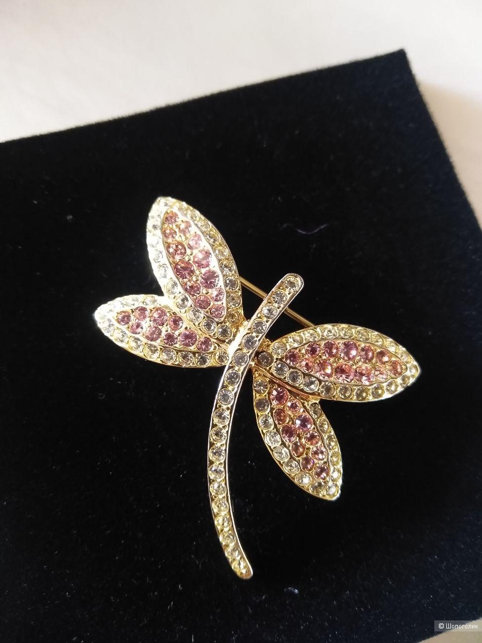 Брошь Swarovski " Стрекоза" 3х4 см