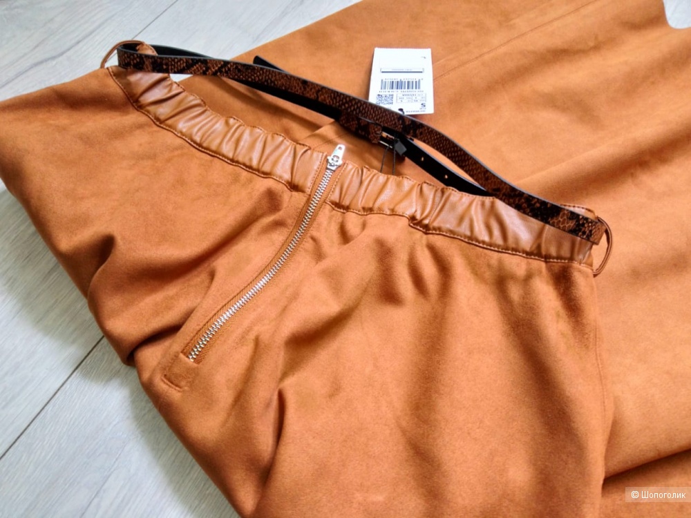 Замшевая юбка с ремнем mango, размер L