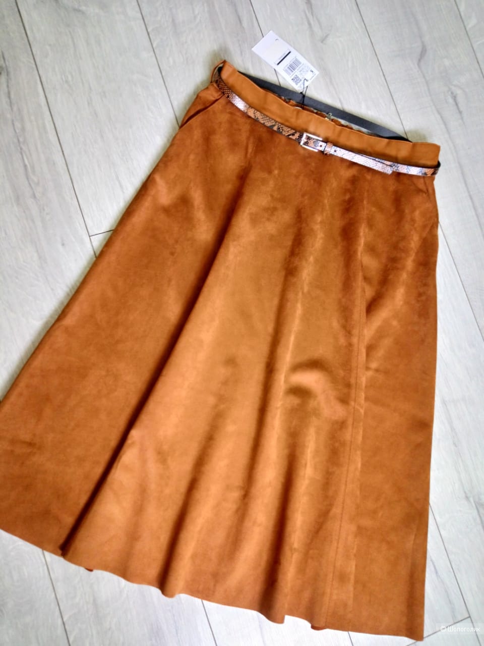 Замшевая юбка с ремнем mango, размер L