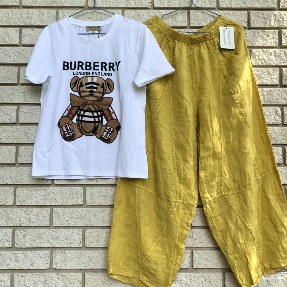Комплект брюки шаровары Pure lino Italy и футболка/рубашка,  42-56