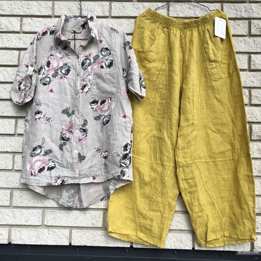 Комплект брюки шаровары Pure lino Italy и футболка/рубашка,  42-56