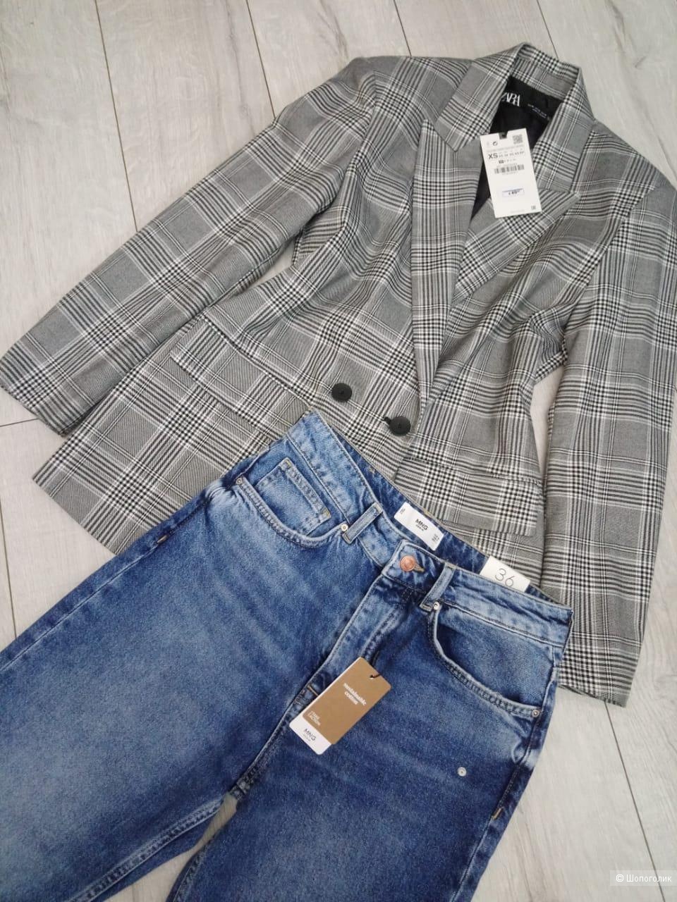 Пиджак в клетку ZARA, размер XS-S-М