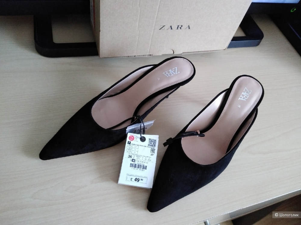 Мюли из натуральной замши Zara. Размер: 36.