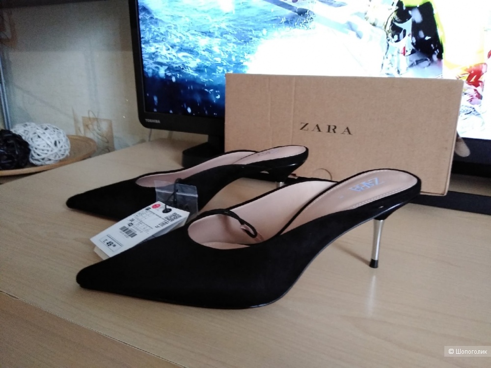 Мюли из натуральной замши Zara. Размер: 36.