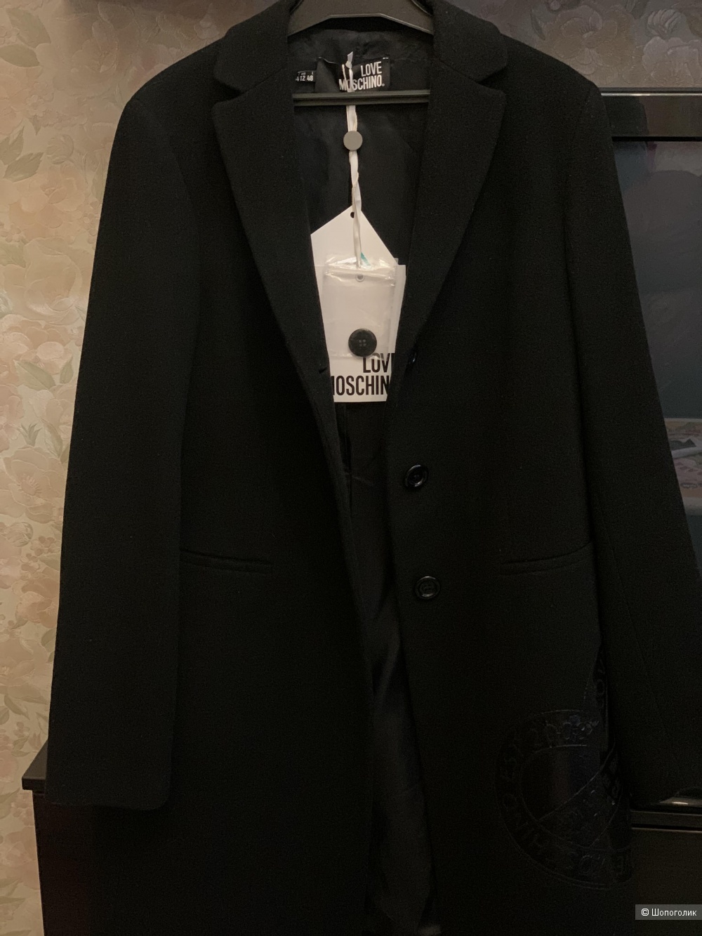 Черное пальто Love Moschino, 48 it (48 русс).