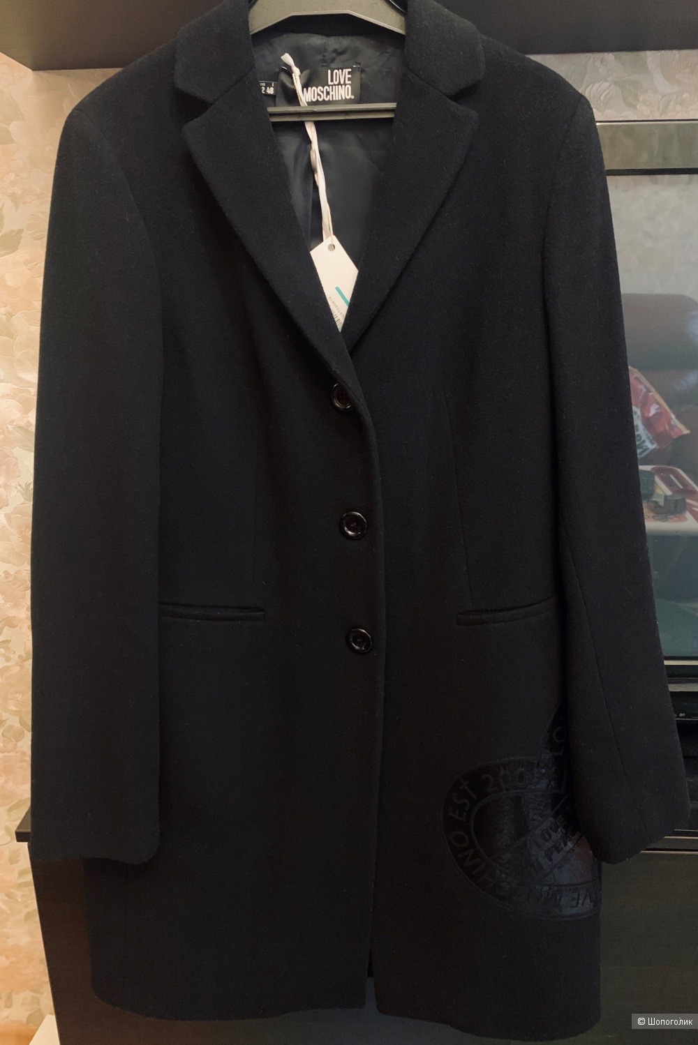 Черное пальто Love Moschino, 48 it (48 русс).