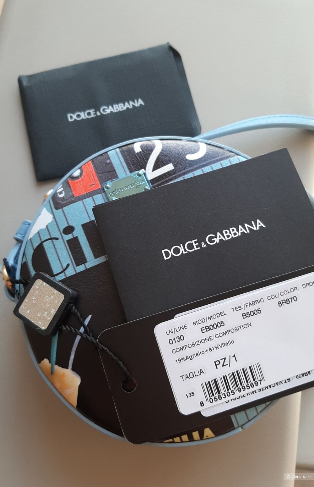 Круглая сумочка DOLCE & GABBANA, кожа с принтом