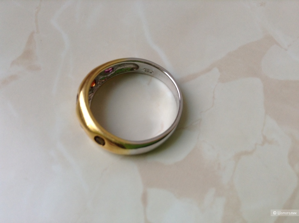 Серебряное кольцо с турмалинами, 18,5 размер