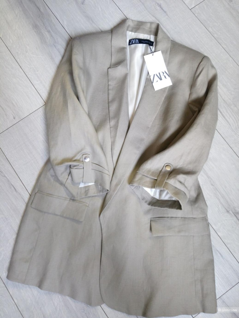 Льняной пиджак ZARA, размер росс 50