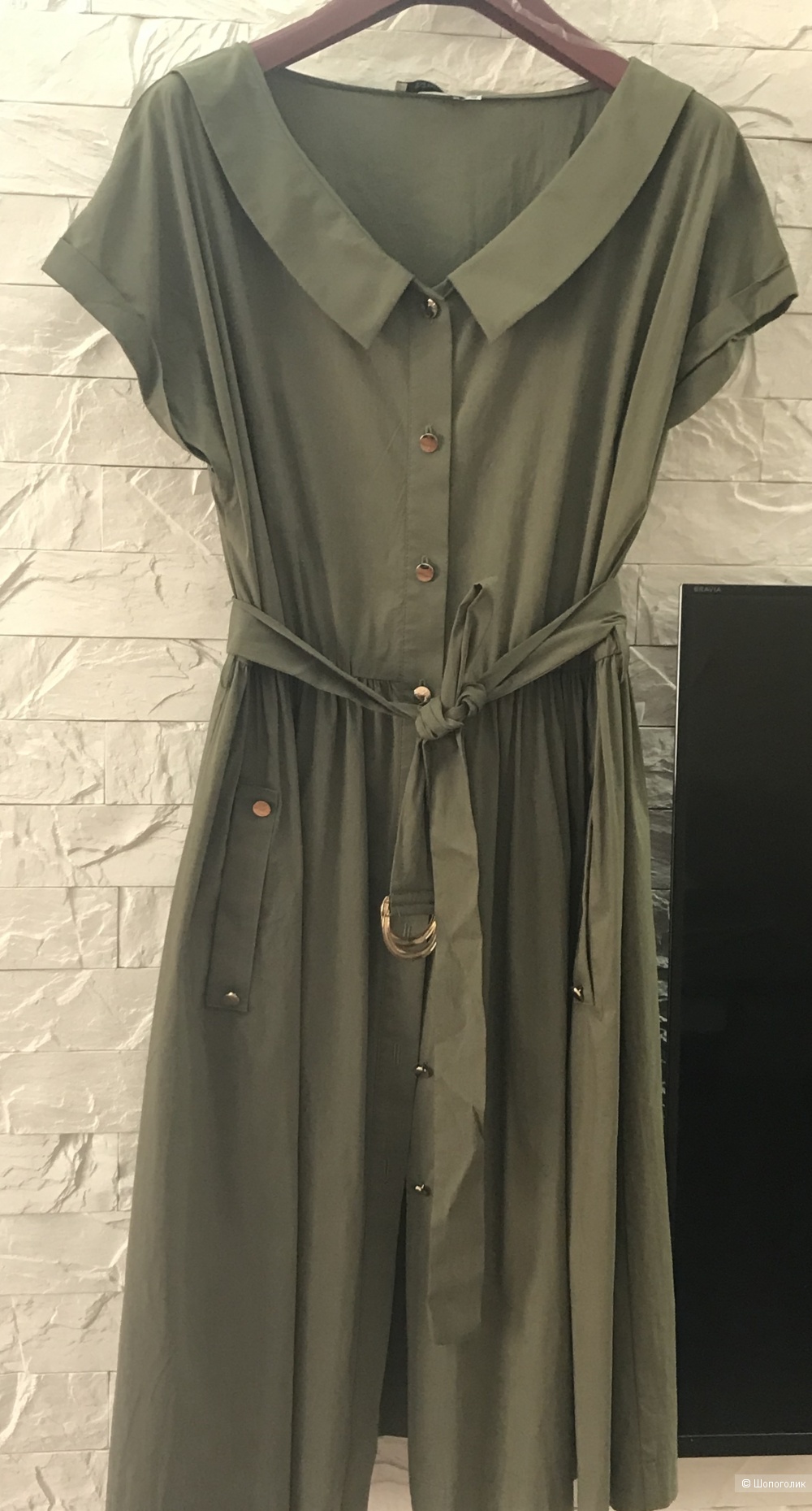 Платье , 46 размер , цвет хаки