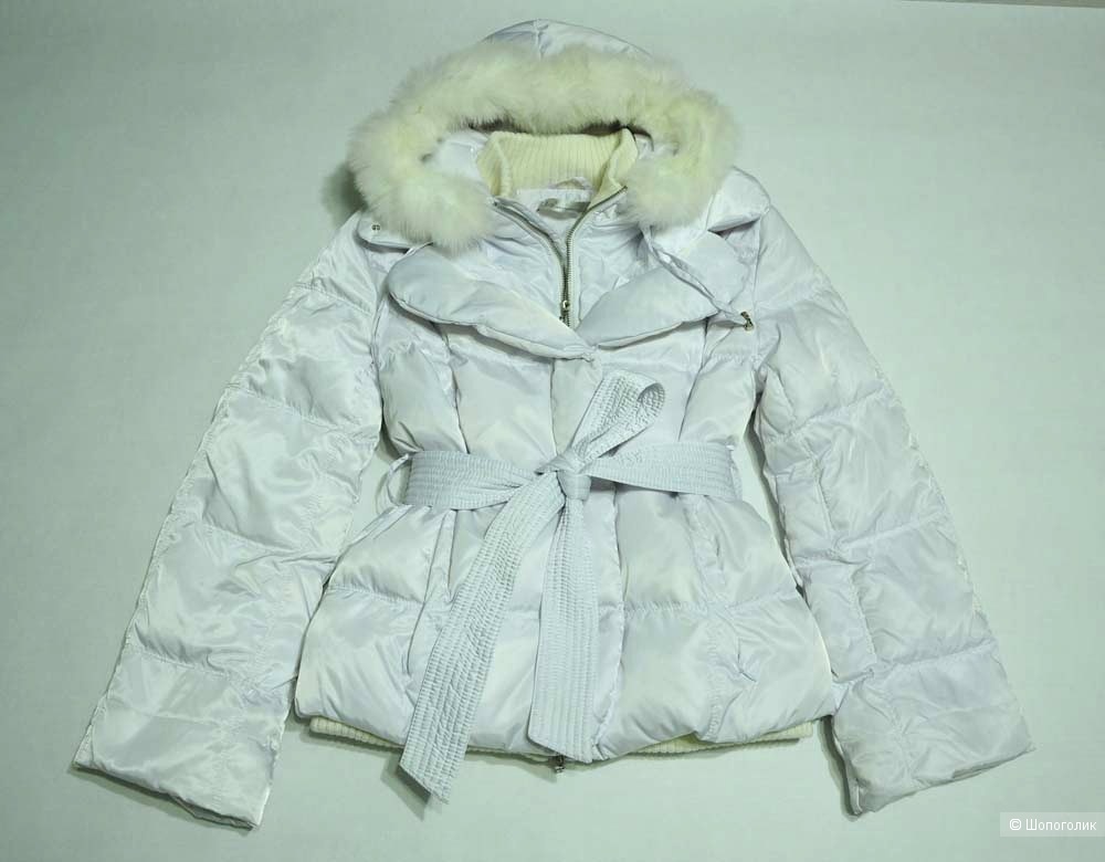 Белый куртка - пуховик  с капюшоном LO & JN размер 48 L