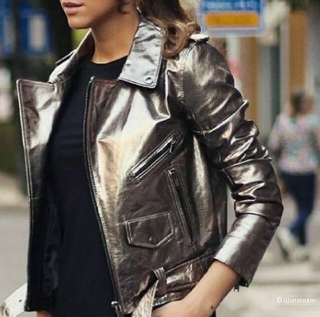 Кожаная куртка Zara Woman, р.40
