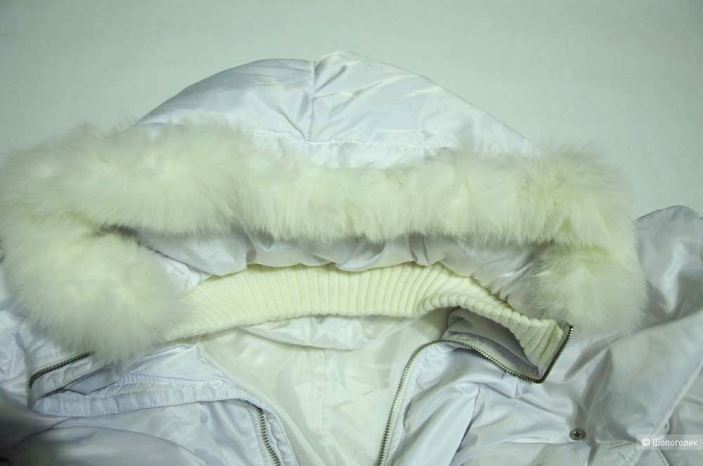 Белый куртка - пуховик  с капюшоном LO & JN размер 48 L