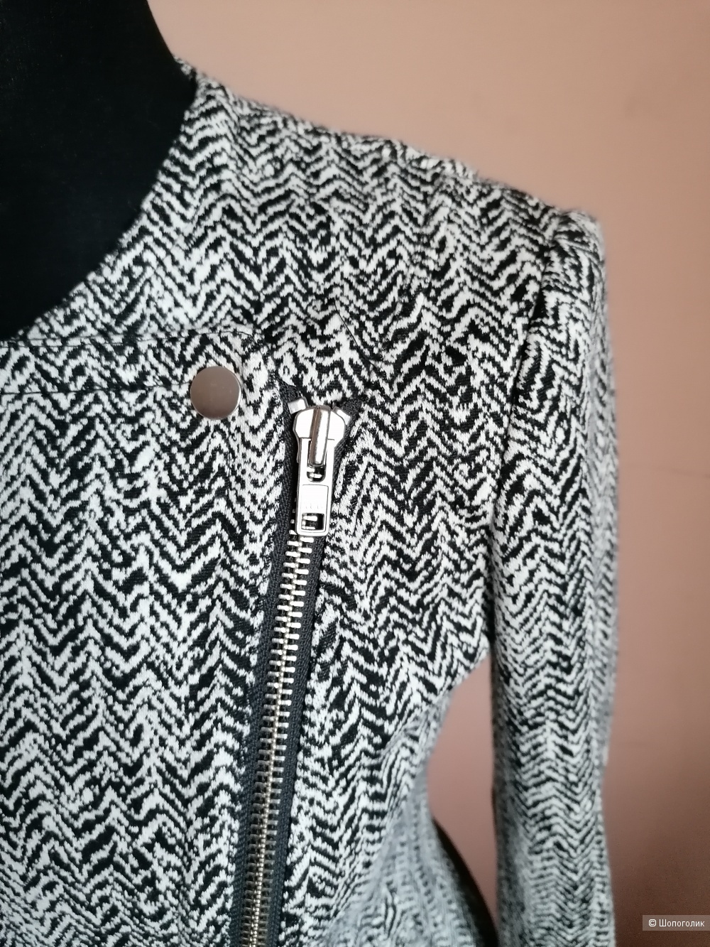 Куртка с кожей Theory Joean Wool Leather Trim Tweed Jacket Size 6
