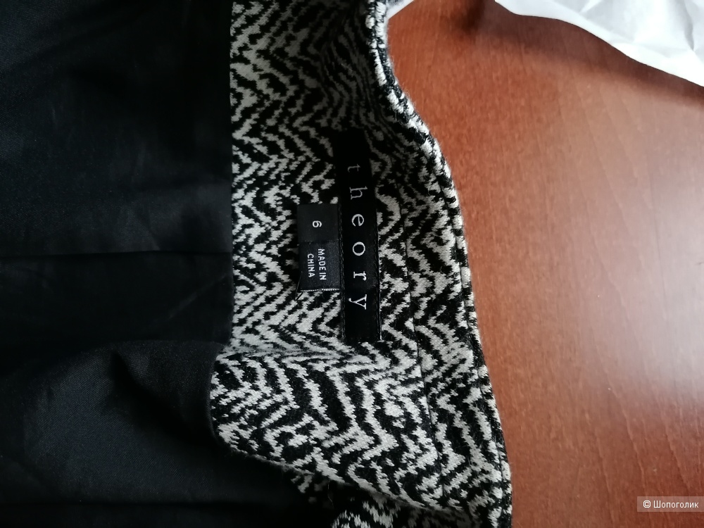 Куртка с кожей Theory Joean Wool Leather Trim Tweed Jacket Size 6
