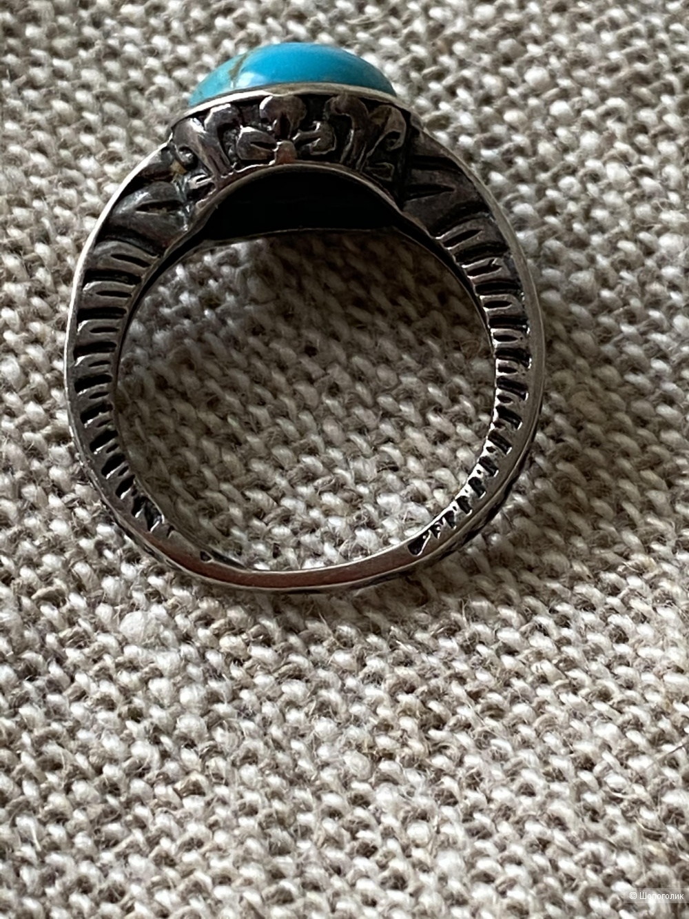 Кольцо из серебра с бирюзой, размер 17-17,5.