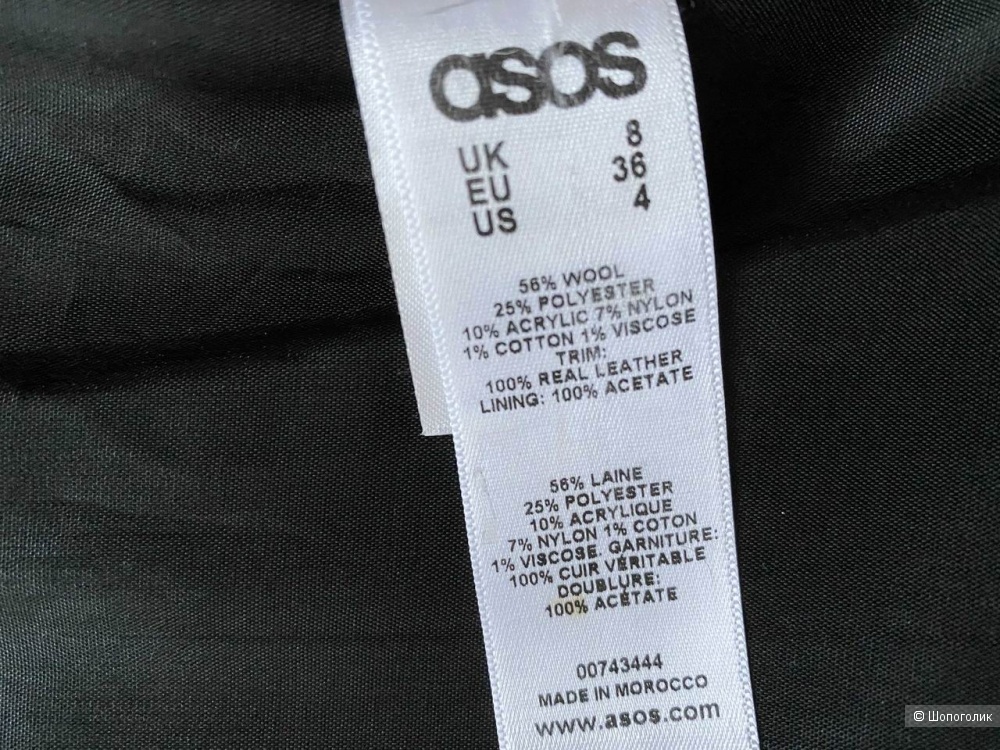 Пальто с кожаными рукавами Asos евро36