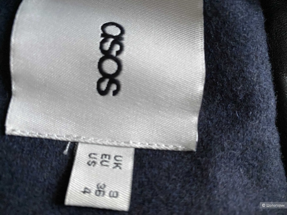 Пальто с кожаными рукавами Asos евро36