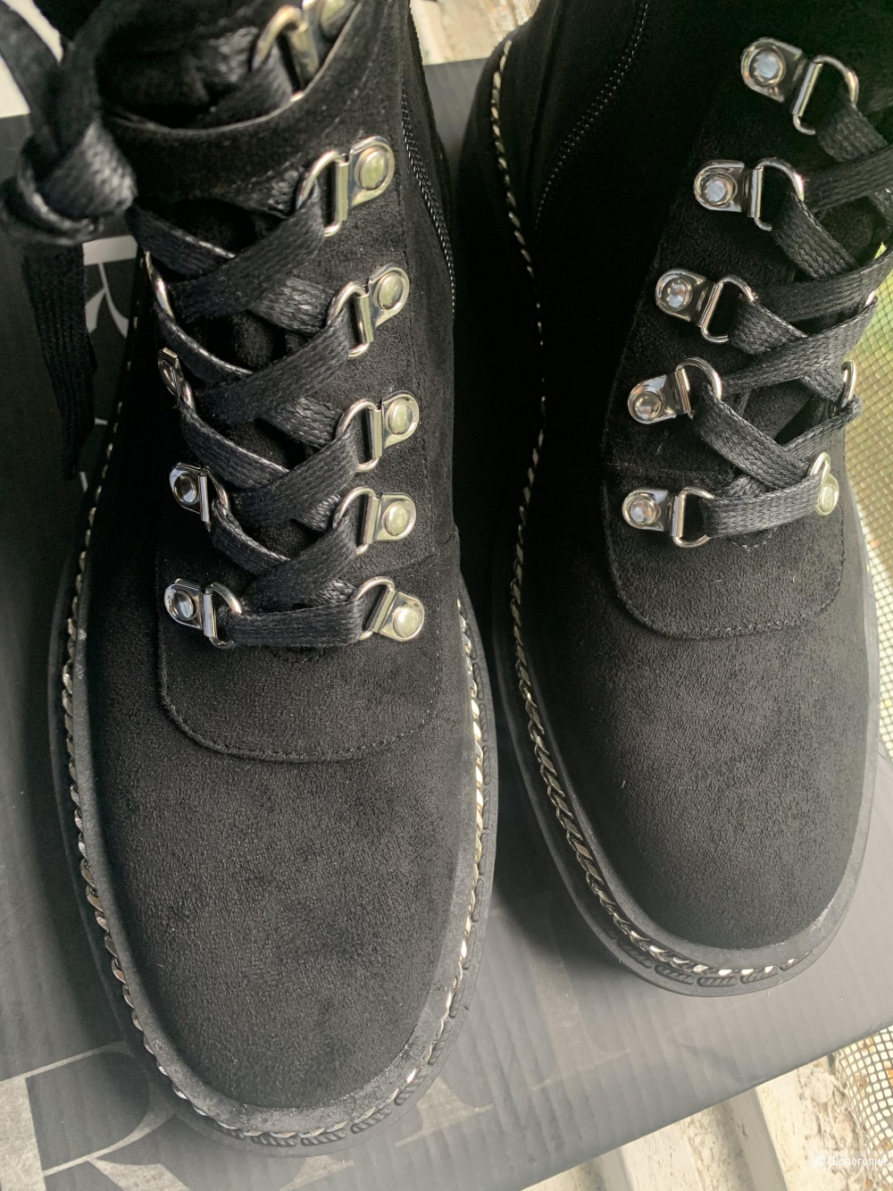 Черные ботинки с серебристой фурниторой Raid 38 UK5