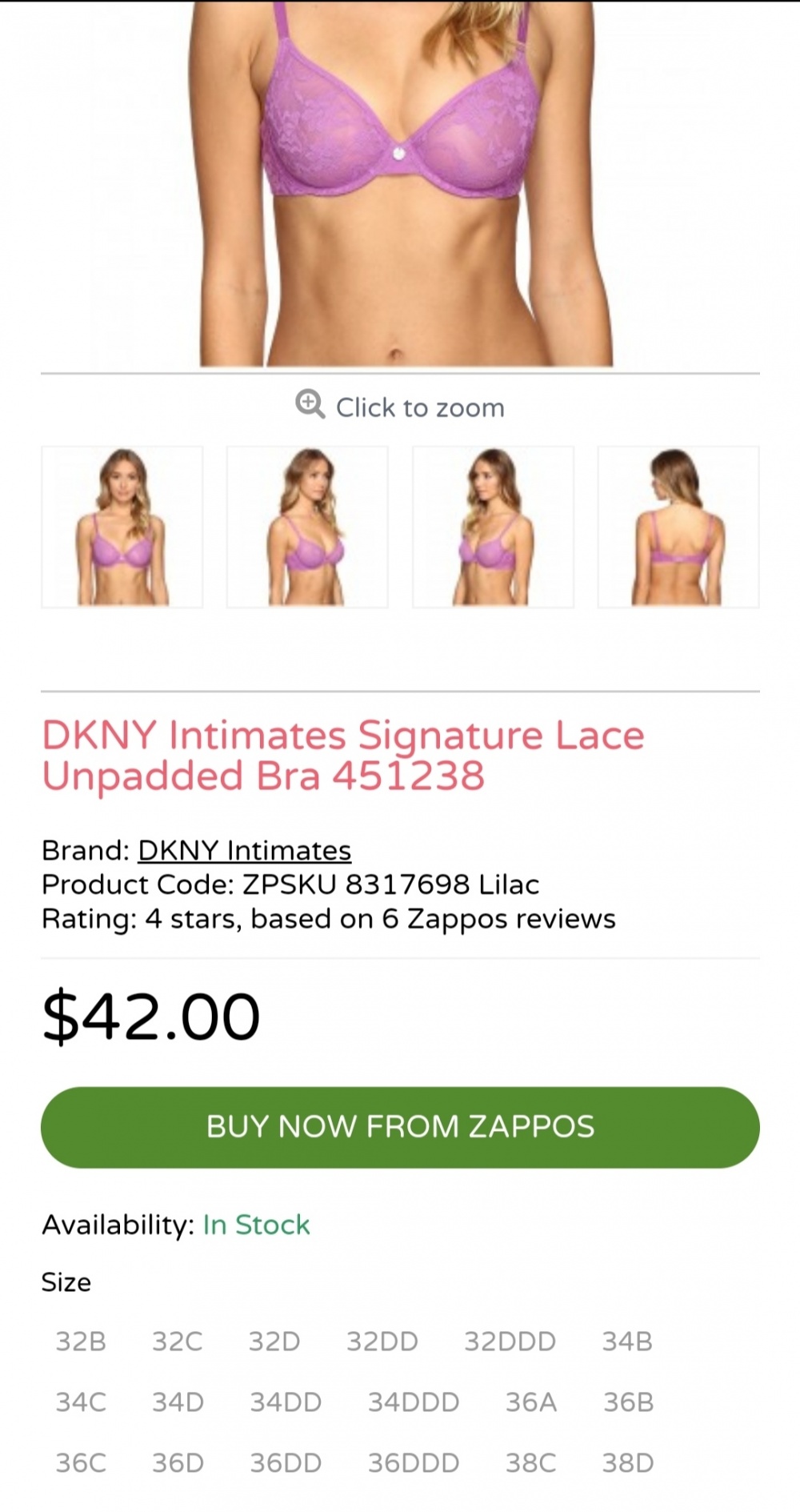 DKNY 451238 Signature Lace Unpadded Bra 