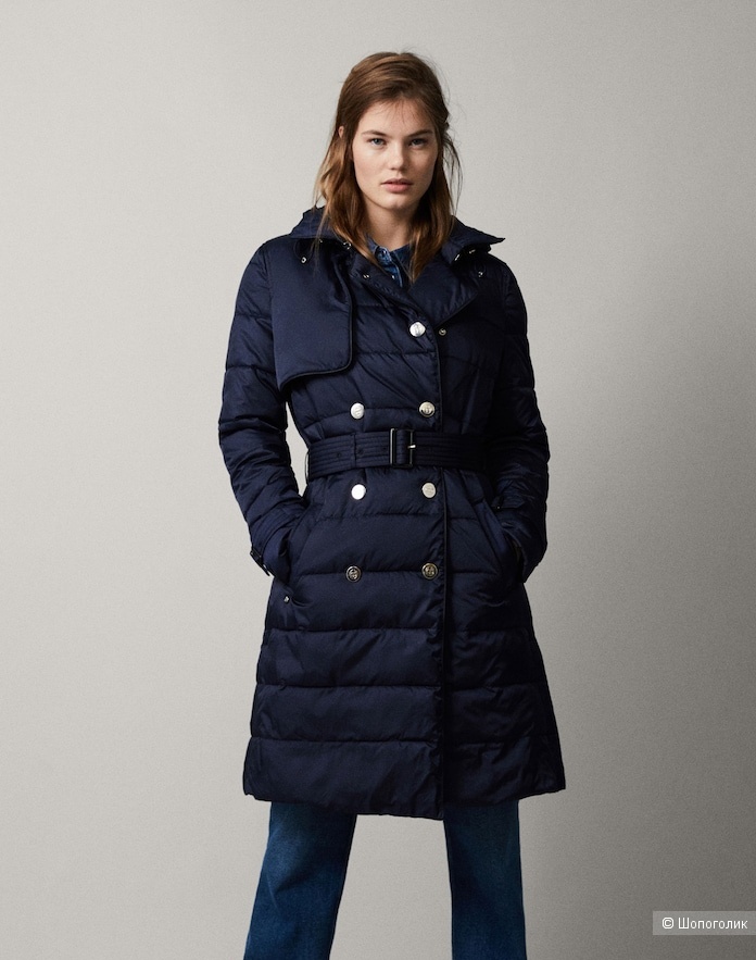 Стеганый пуховик-тренч Massimo Dutti S-M