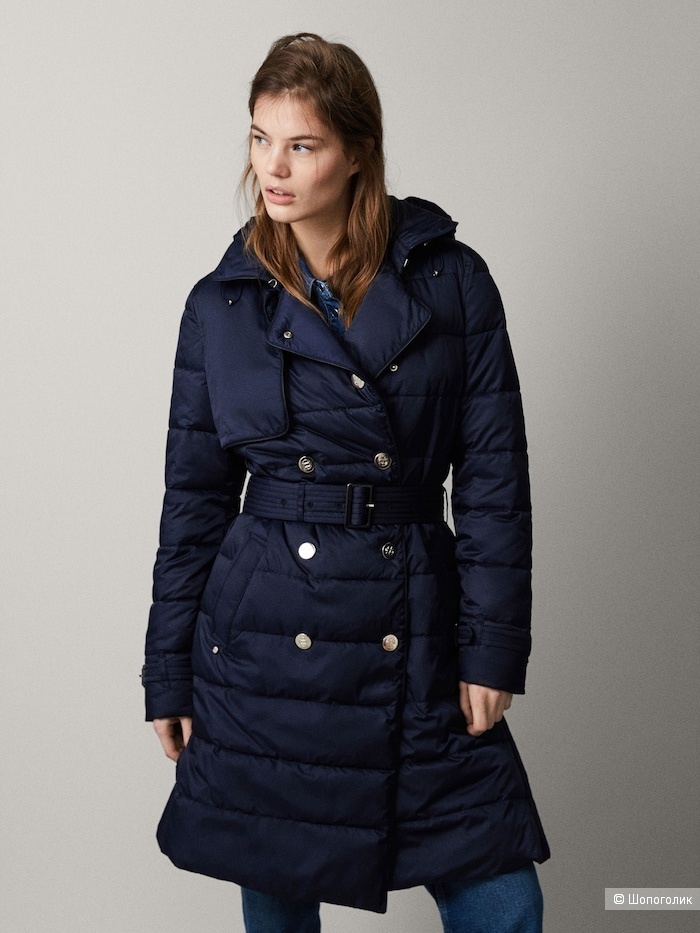 Стеганый пуховик-тренч Massimo Dutti S-M