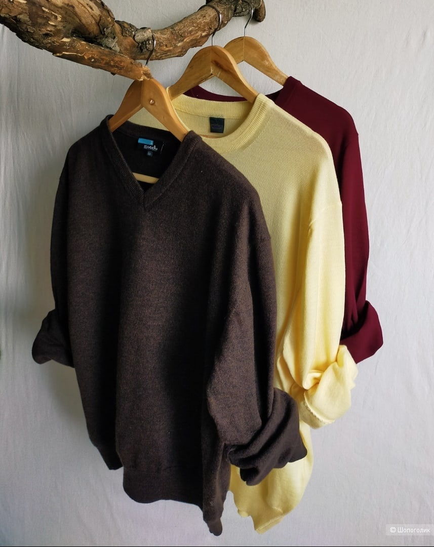 Шерстяной пуловер Sashs, цвет коричневый, размер 56 ( S, M, L, XL )