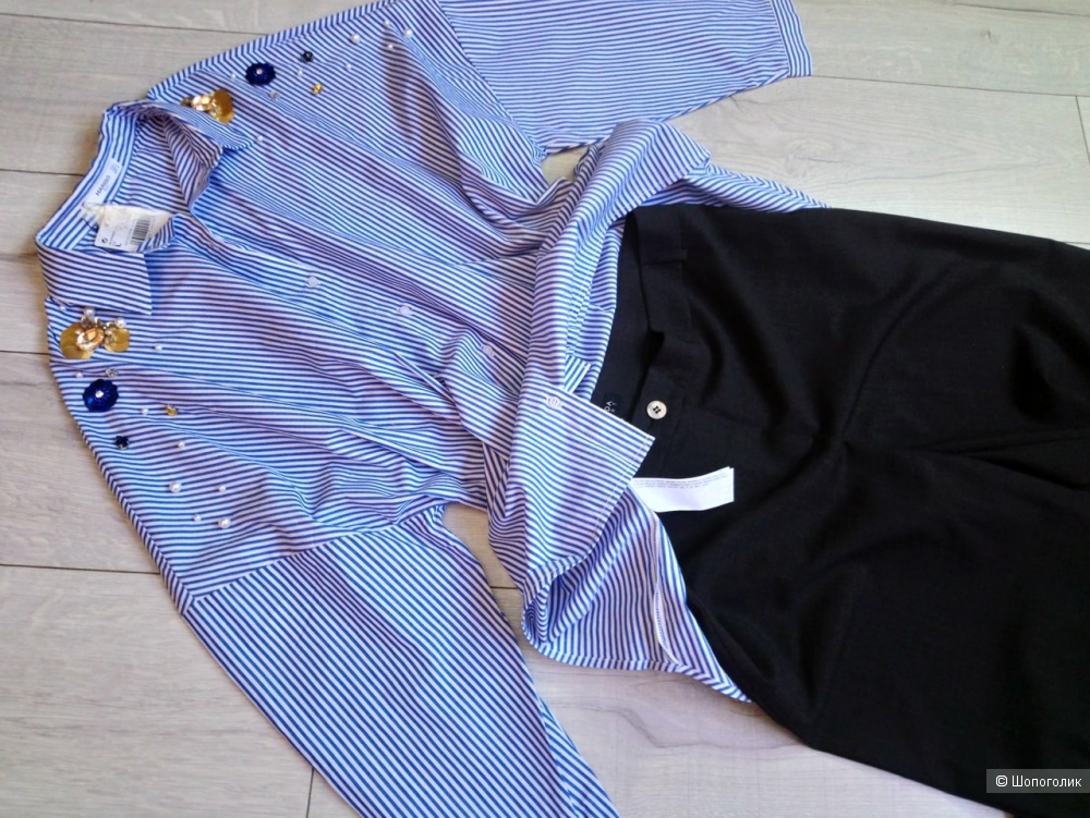 Рубашка объемного кроя с бусинами манго , размеры М и L( оверсайз)