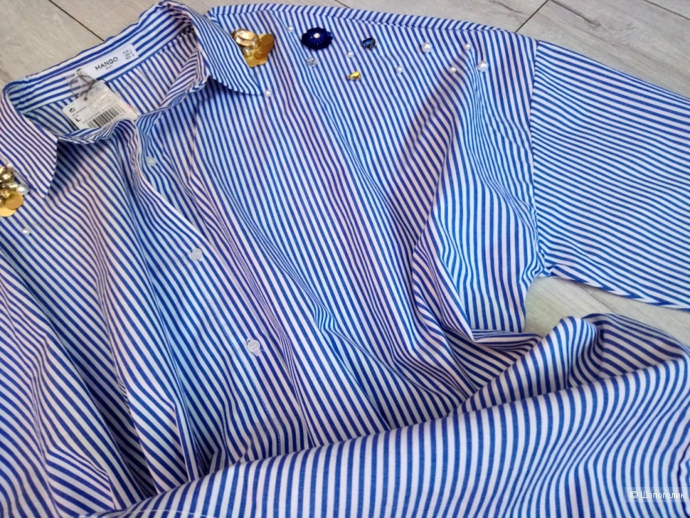Рубашка объемного кроя с бусинами манго , размеры М и L( оверсайз)