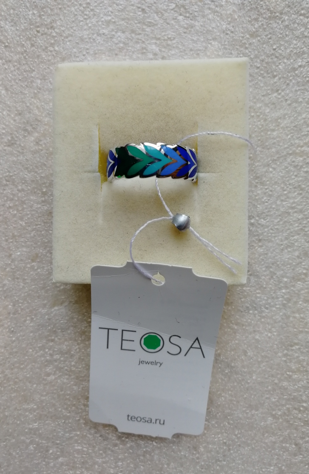 Серебряное кольцо с эмалью "Teosa", 18 размер