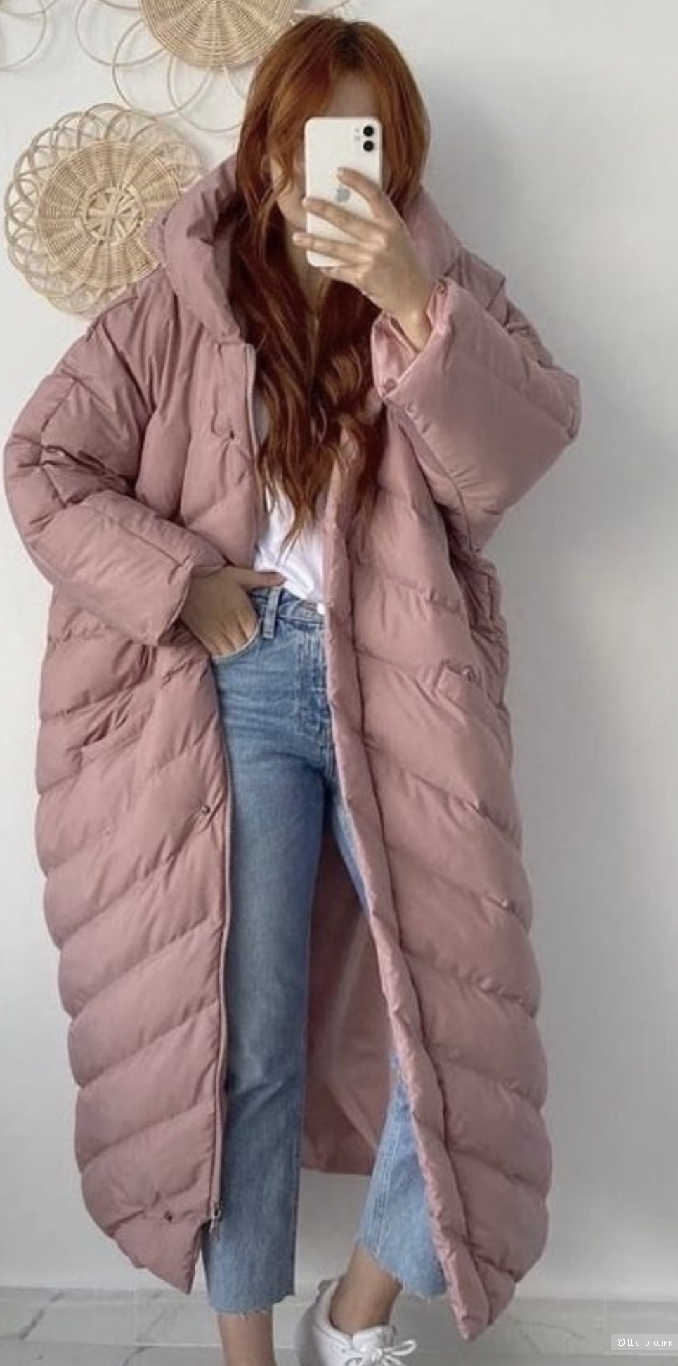 Пуховик одеяло елочка MERISTORE, oversize