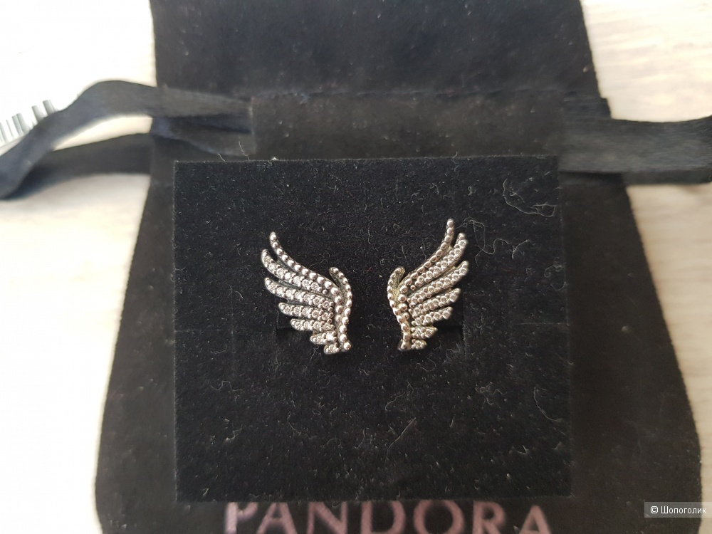 Серьги-пусеты Pandora  "Волшебные перья"