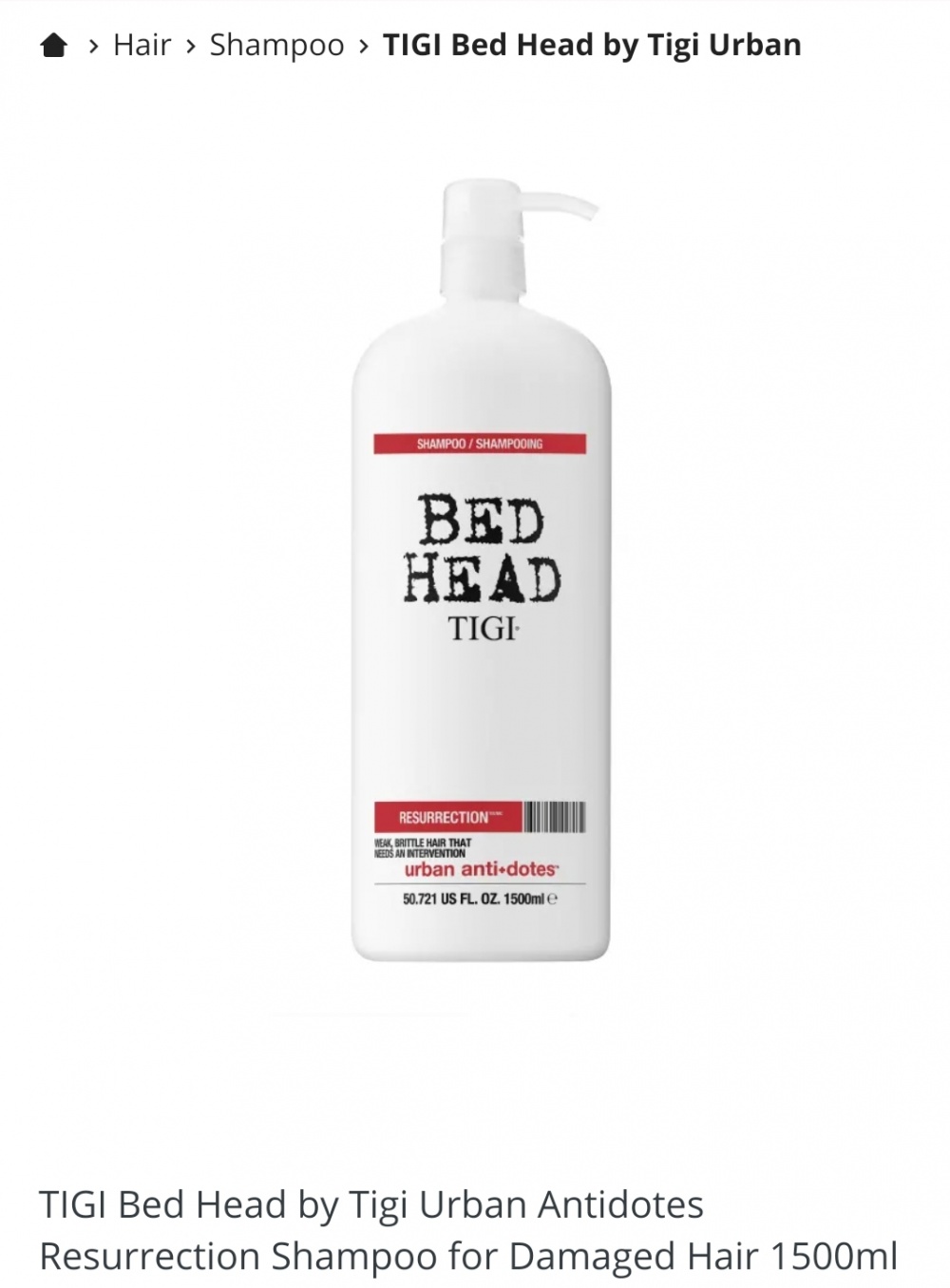 Шампунь TIGI URBAN ANTI+DOTES 3 level 1500 ml