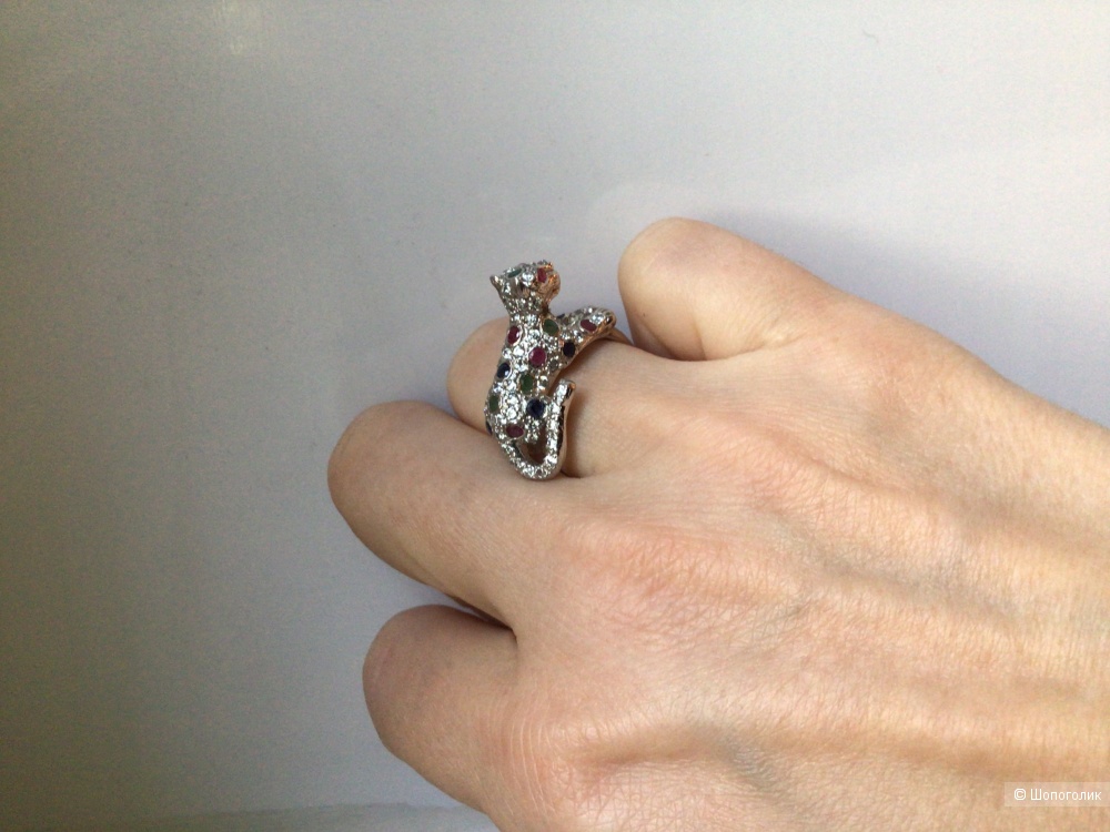 Серебряное кольцо с натуральными изумрудами, рубинами, сапфирами, 17-17,25 размер
